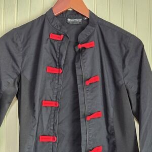 Chef Works Jacket Womens XS Black Red Mandarin Collar Chef Coat Uniform Wear